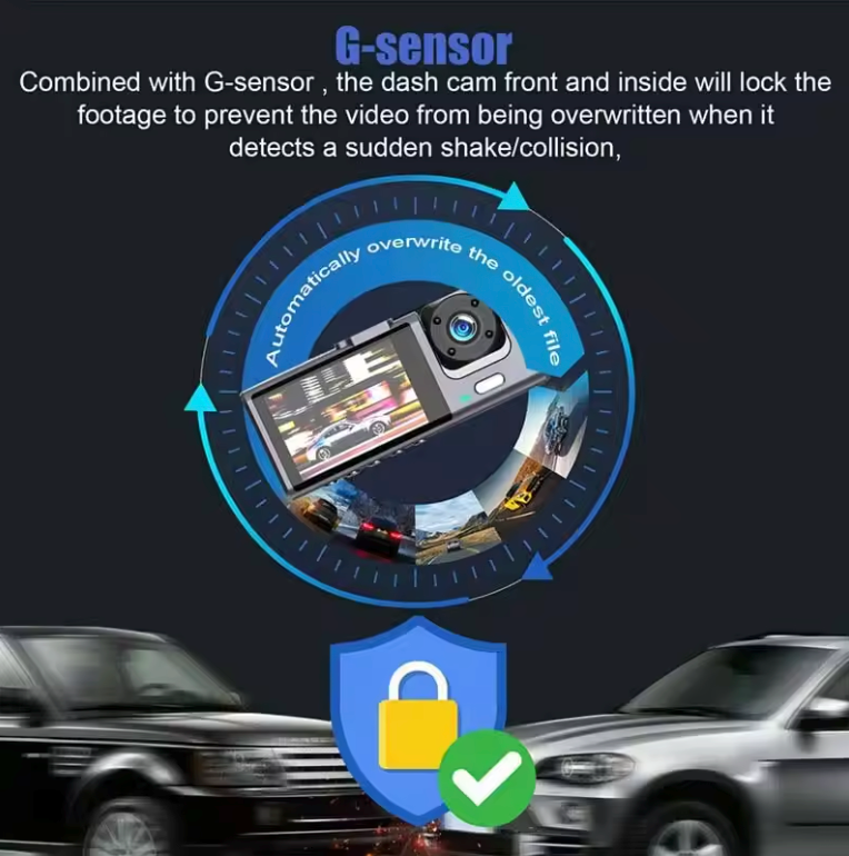Cámara para Carro Dashcam Visión Nocturna con Tarjeta SD 1080P 32GB Doble Lente Frente y Reversa