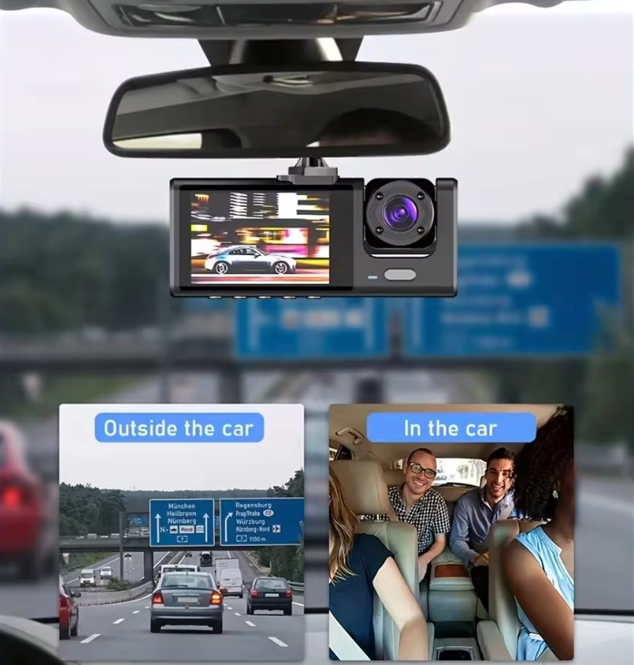 Cámara para Carro Dashcam Visión Nocturna con Tarjeta SD 1080P 32GB Doble Lente Frente y Reversa