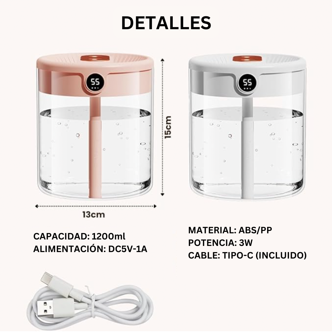 Difusor De Aromas Humidificador De Aire Portátil Con 3 Modos