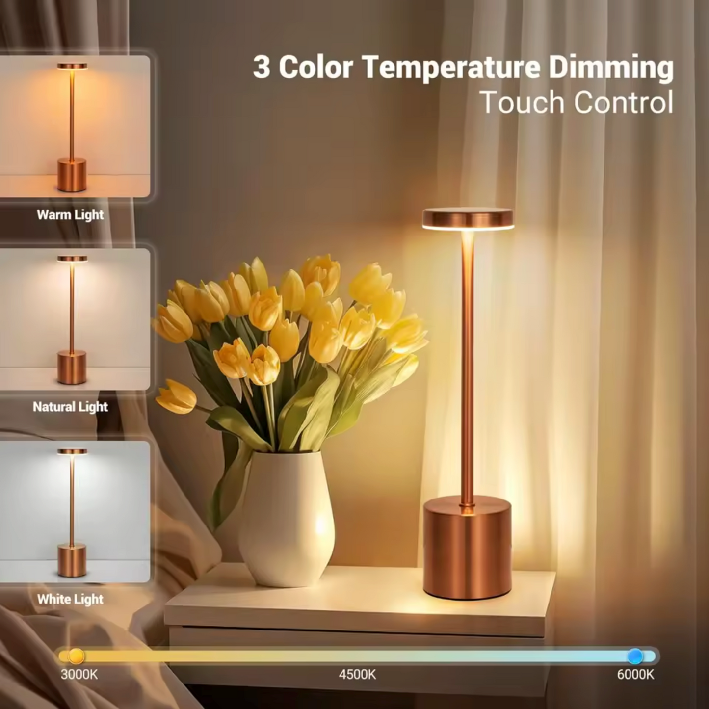 Lámpara Táctil de Mesa LED Recargable