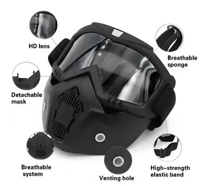Máscara y Goggles para Motociclista Desplegables