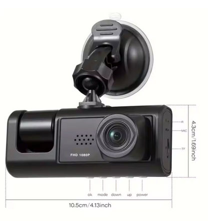 Cámara para Carro Dashcam Visión Nocturna con Tarjeta SD 1080P 32GB Doble Lente Frente y Reversa