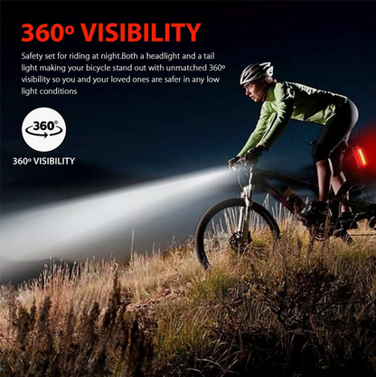 Luz para Bicicleta Recargable Par Frontal y Trasera LED