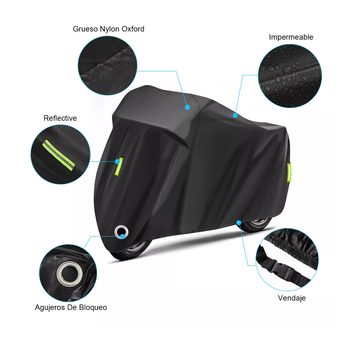 Funda Protectora para Motocicleta Impermeable y Antirrobo con Luz Reflectiva