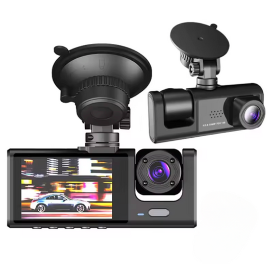 Cámara para Carro Dashcam Visión Nocturna con Tarjeta SD 1080P 32GB Doble Lente Frente y Reversa